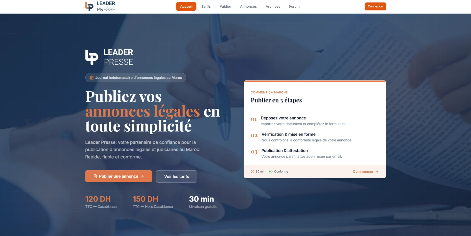 Leader Presse — De zéro à une présence numérique complète pour les annonces légales